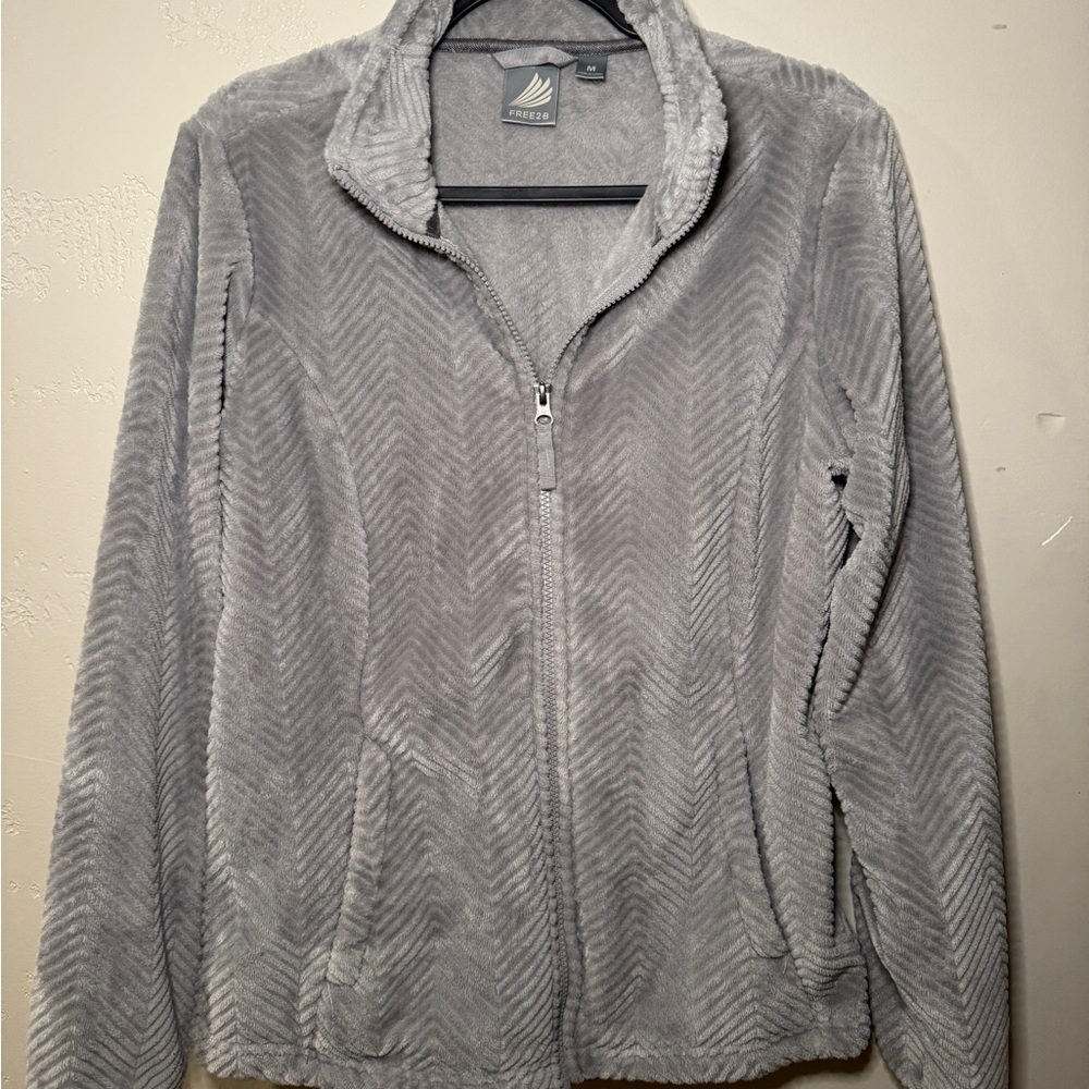 Cozy Gray Chevron Teddy Jacket